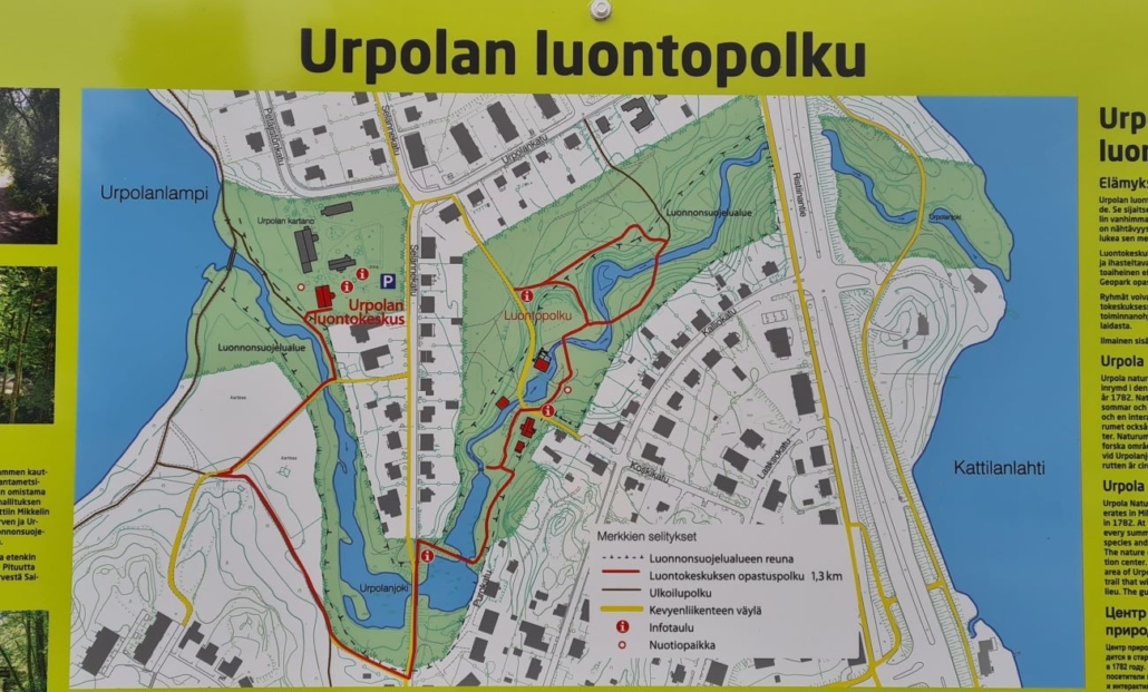 Rehevän vehreää joenrantaa Urpolan luontopolulla Mikkelissä – Retkipaikka